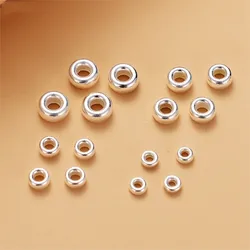 3-8mm Real 925 Sterling Silver Flat Round Spacer Beads Silver Bead for DIY Jewelry Making Findings Bracelet Necklace Accessories