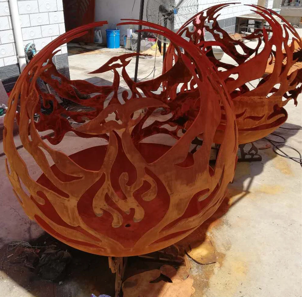 new design corten steel decoration garden ball