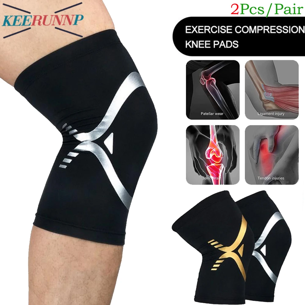 1Pair Recovery Knee Sleeve Brace Support Stiff Sore Muscles & Joints For Running,Jogging,Arthritis,Powerlifting,Squats,Women Men