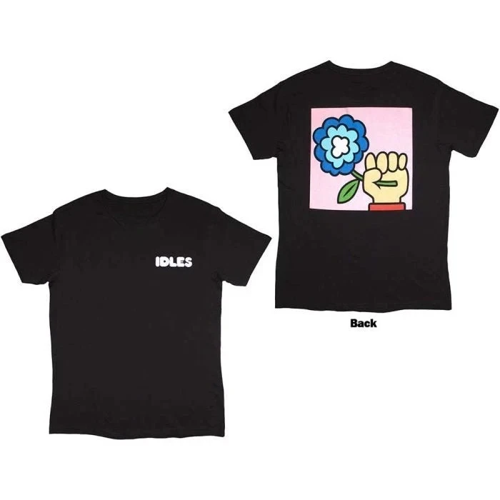 Idles Fist & Flower Back Print Baumwoll-T-Shirt Punk Rock Band Unisex Kurzarm-T-Shirt