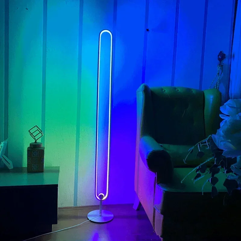 Modern RGB Remote Minimalist LED Floor Lamp for Living Room Decoration with Remote Control Intelligent Floor Lamp