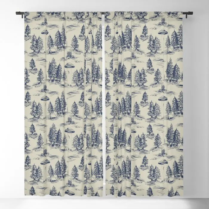 

Blue Toile De Jouy Pattern Blackout Curtains 3D Print Window Curtains for Bedroom Living Room Decor Window Treatments