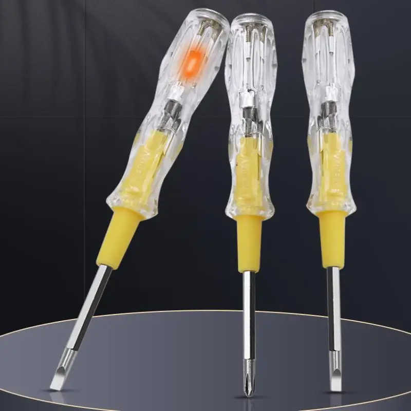 Bolígrafo de prueba eléctrica, probador eléctrico de 100-500V, lápiz de prueba multifuncional, destornillador de doble cabeza ranurado, 3 uds.