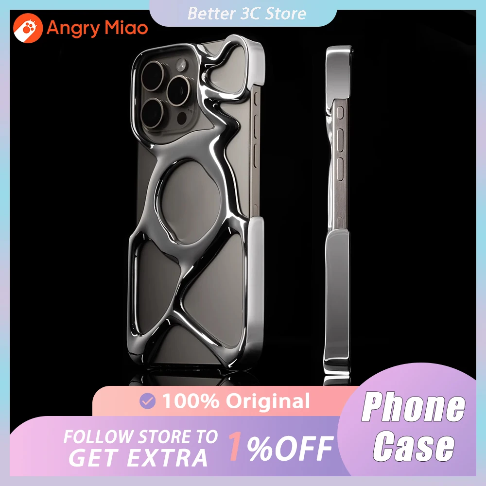 Imagem -02 - Irritado Miao Hollow Out Phone Case Minimalismo Anti-drop Case para Iphone 15 Pro Max Presentes de Moda Smartphone