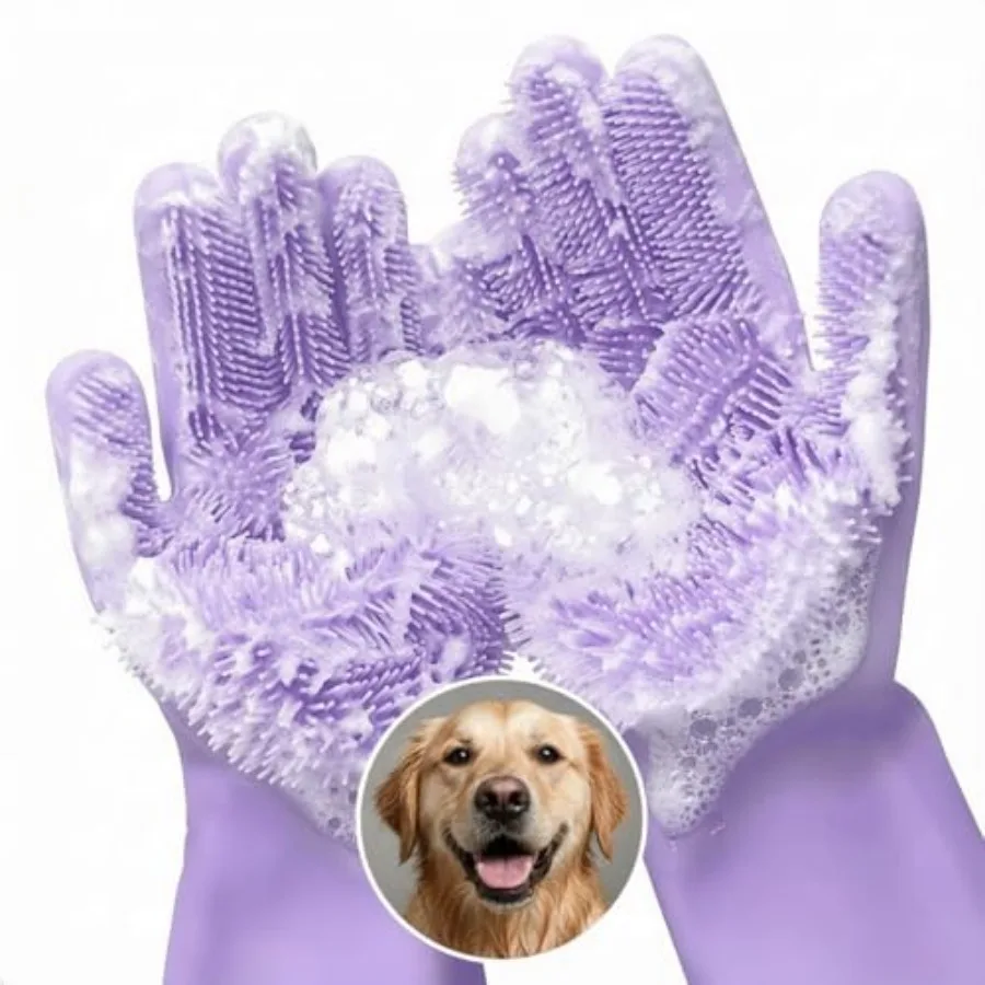 

Cat and Dog Shampoo Gloves with 3000 Soft Bristles 2-in-1 Dog Bath Gloves for Massage Grooming and Clean Wet or Dry