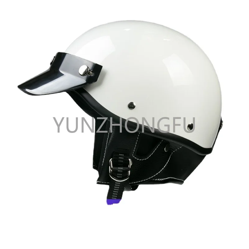 3C certified retro motorcycle helmet for men and women in autumn and winter, half helmet motorcycle warm electric car in winter.