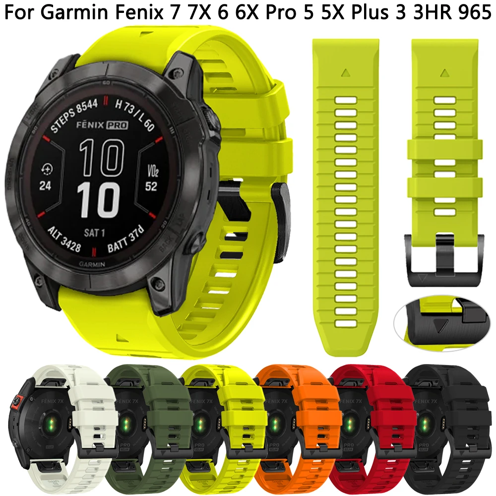 Silicone Band 22mm 26mm For Garmin Fenix 7 7X 6X 6 Pro 5X Plus 955 Watch Strap Epix Gen 2 Mk1 Tactix Quickfit Wristband Bracelet