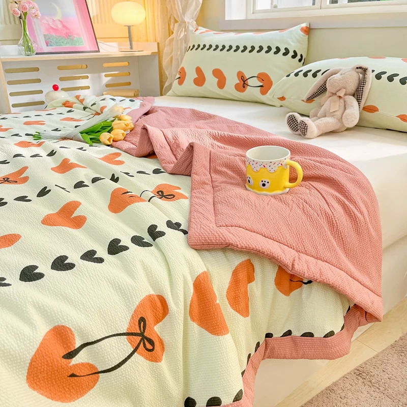 Thin Summer Quilt Blankets Comfortable Cooling Air-condition Soft Breathable King Queen Size Bedspread Cotton filling Home Decor