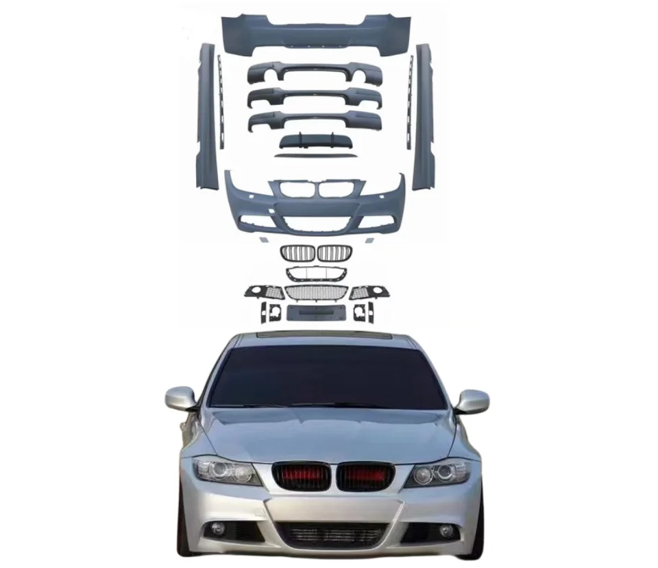 

Автомобильный бампер e90 для BMW 3 серии Surround E90, Модифицированная большая юбка объемного покроя из ПП спереди и сзади, боковая юбка в сборе