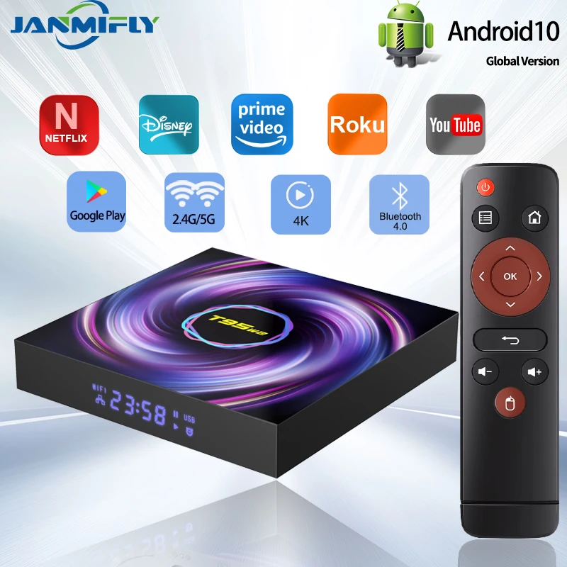 T95 W2 Smart TV Box Amlogic S905 Quad-Core Android 11 2.4GHZ&5GHZ 4K 2GB/4GB RAM 16GB/32GB/64GB ROM Media Player Set-top Box