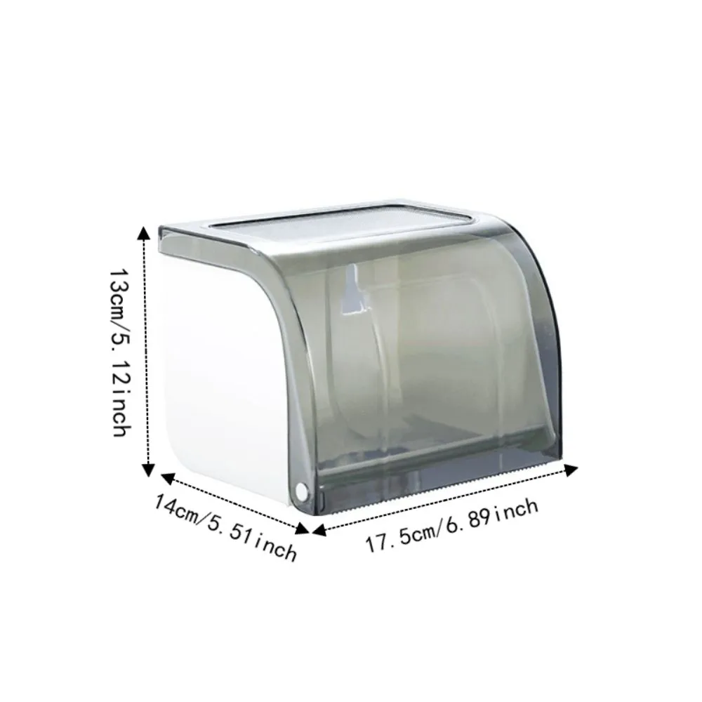 Waterproof Toilet Paper Holder Self Adhesive Flat Top Bathroom Tissue Box Widen Paper Outlet Space-Saving view 5