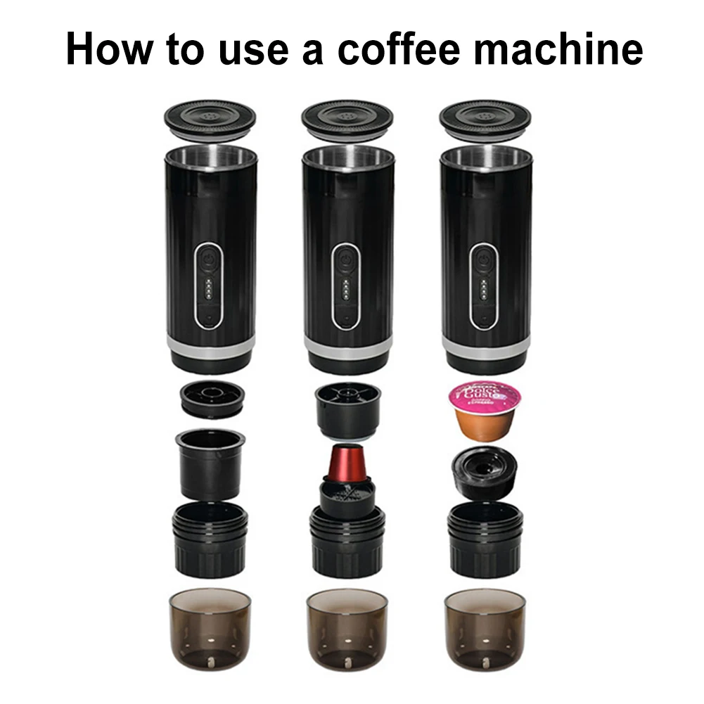 3 in1 Portable Coffee Maker Travel Coffee Maker Compatible with Capsule & Ground Coffee Capsules Coffee Maker for Home Office RV