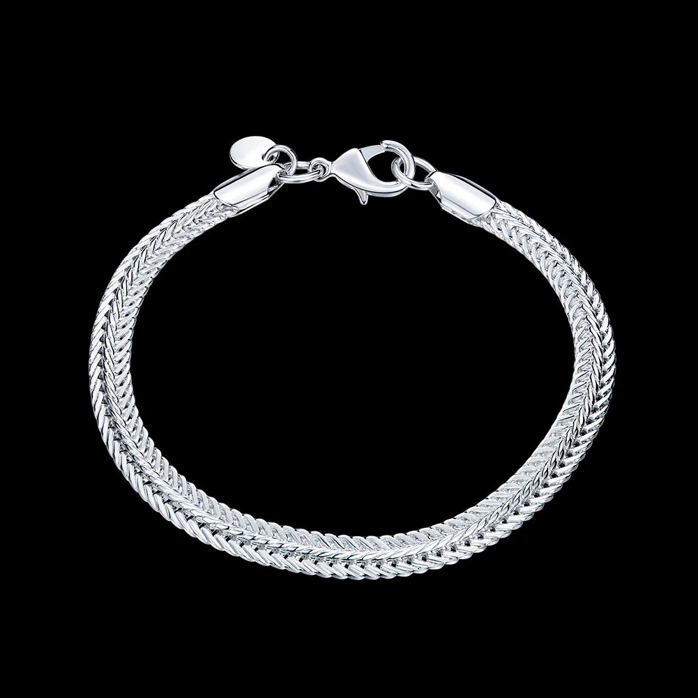 

Hot sale 925 Sterling Silver bracelet Snake chain women lady men noble Fine charm jewelry wedding party 20cm