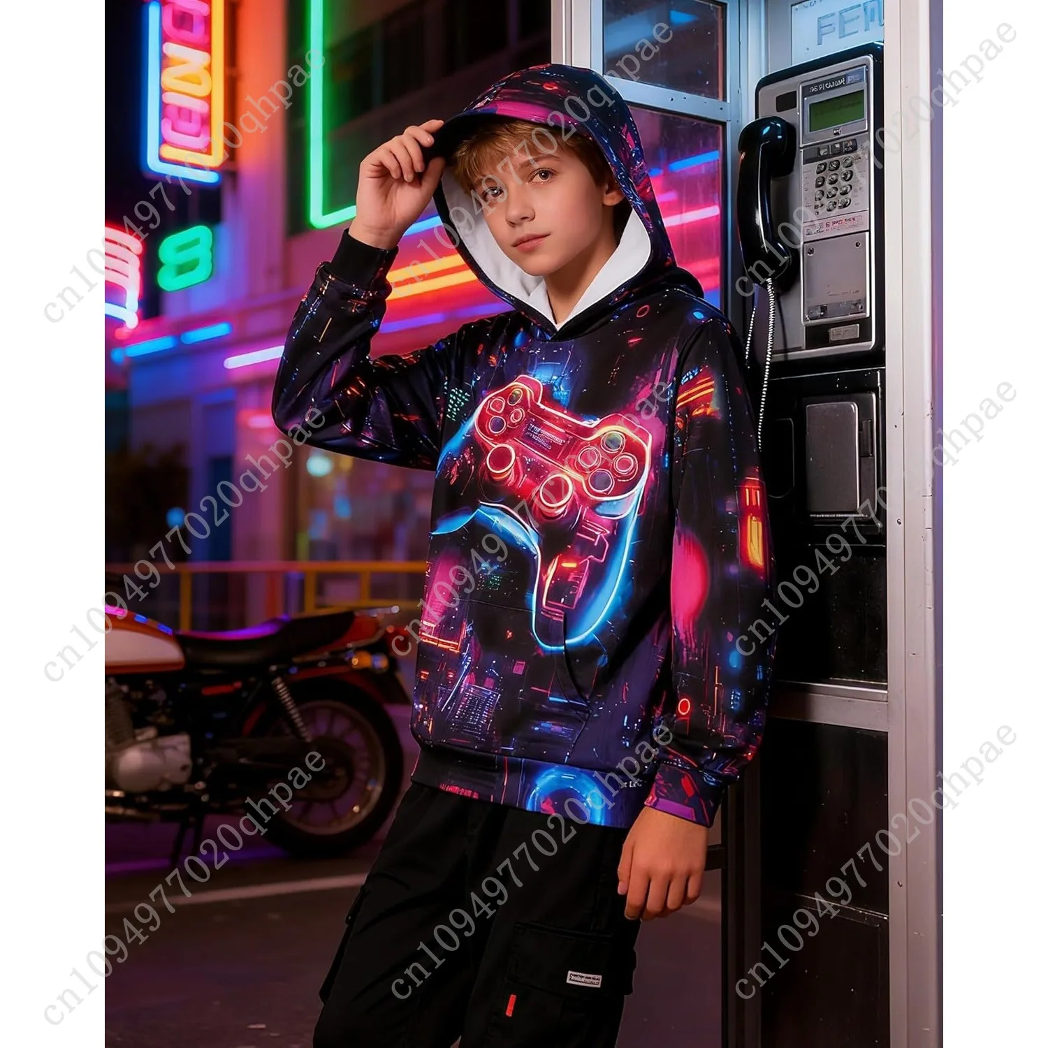 Idgreatim Jongens 3D Grafische Hoodies Kinderen Casual Sport Dunne Sweatshirt Maat 7-14T
