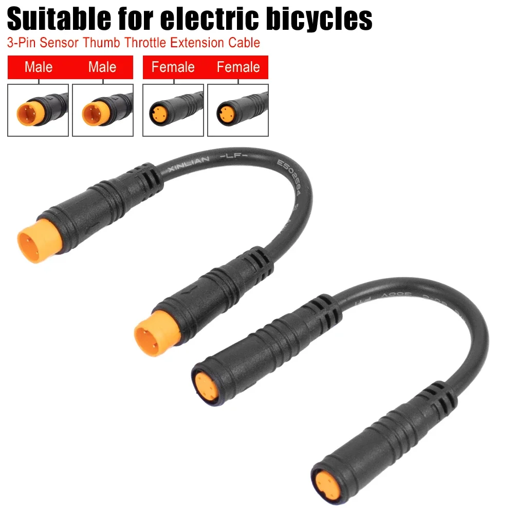 3-polige Sensor-Daumengaszüge für Elektrofahrräder, männlich, männlich/weiblich, wasserdicht, universelle E-Bike-Anschlüsse, Teile – Detail 1