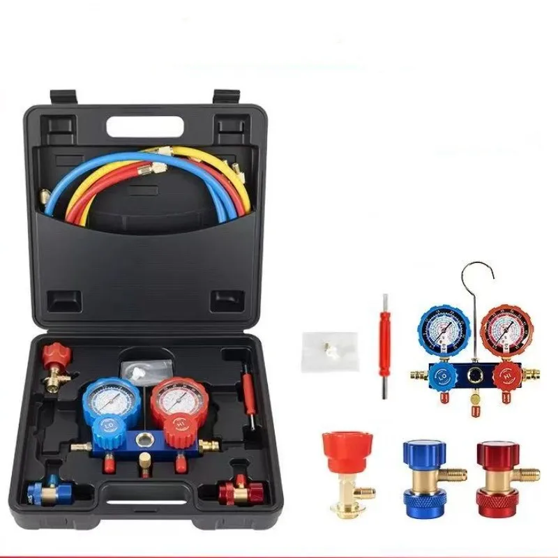 

Ranlraka Car Air Conditioning Pressure Manifold Gauge Hose Kit R22 R-410A R-134a R-404A Refrigerant Pressure Gauge Set Tools