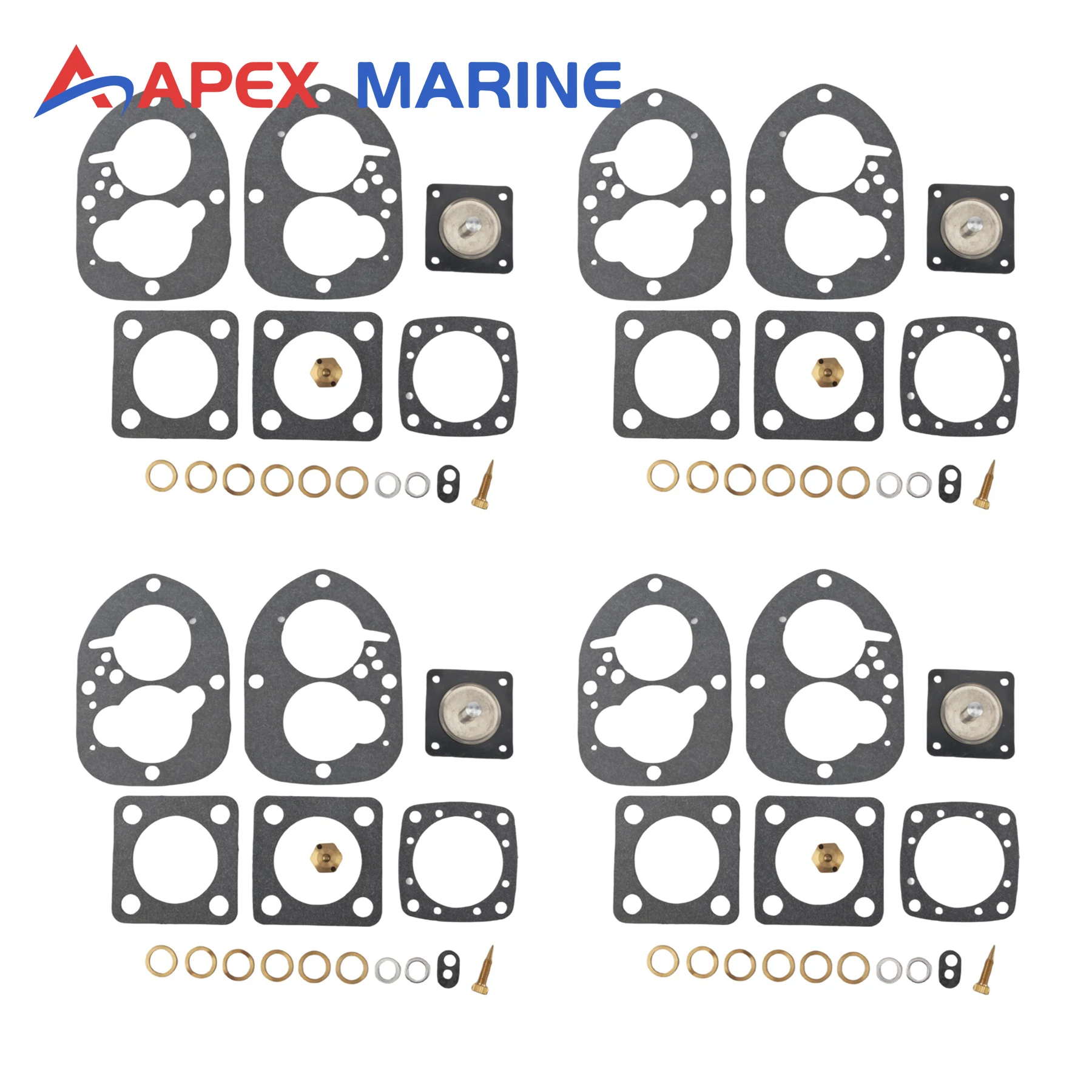 4 Pcs 856472 Carburetor Repair Kit for Volvo Penta Solex 44PA1 Inboard Marine AQ115 AQ125 AQ130 AQ145 AQ171 BB115 BB145A 856471