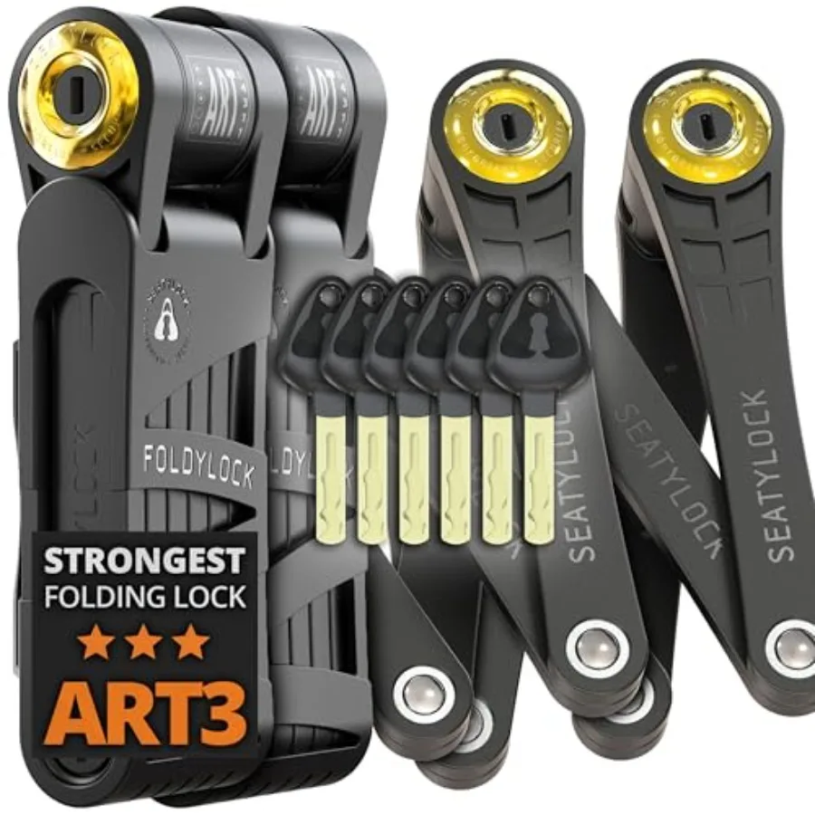 

FoldyLock Forever Folding Bike Lock Set Patented 2 Matching Bicycle Locks with 6 Identical Keys 18 18 Heavy Duty Anti Theft Sec
