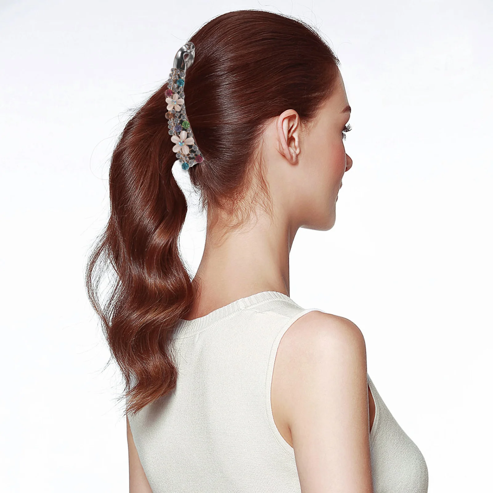 

Rhinestone Banana Clip Metal Hair Clamp Durable Hair Clip for Wedding Party Daily Hairstyle Accessories Banana Clips