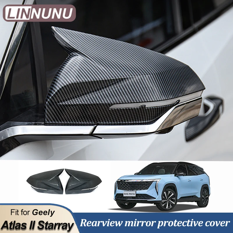 

LINNUNU Car Rear View Side Mirror Cover Trim Fit for Geely Atlas II Starray Boyue L Styling Protection Rearview Cap Accessories