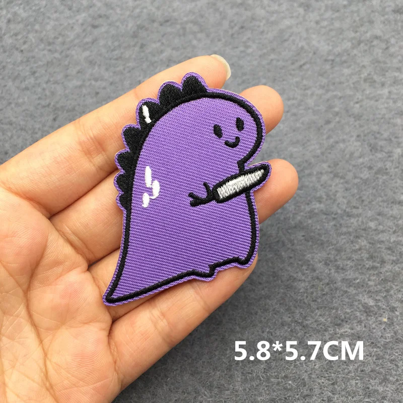 Cartoon Dinosaur Embroidered Patches For Clothing Thermoadhesive Patches Cat Patch DIY Iron On Patch On Clothes Sticker Badges