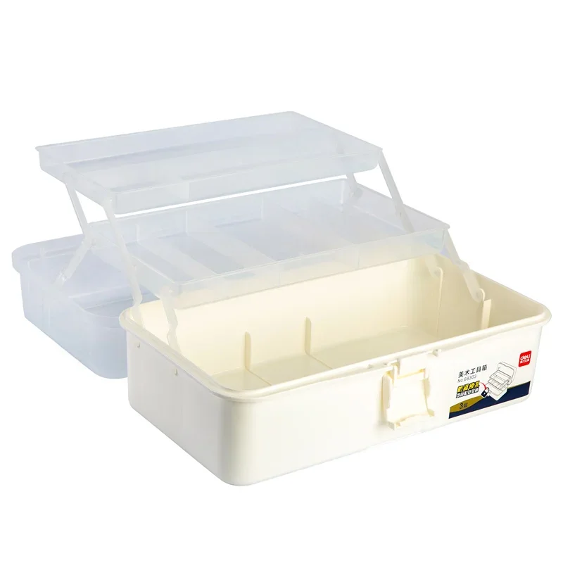 Deli 68303 16 inch Art Toolbox large capacity multifunctional painting box stationery storage toolbox 16pcs per carton set