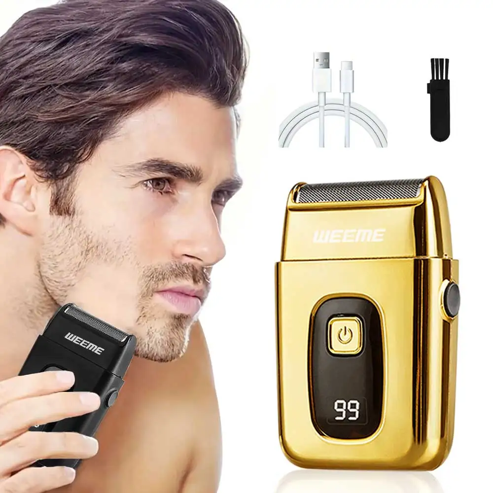 Men's Rechargeable Shaver, Dual Blade Trimmer for Face Care, Powerful Grooming Tool, Travel-Friendly Digital Display Razor