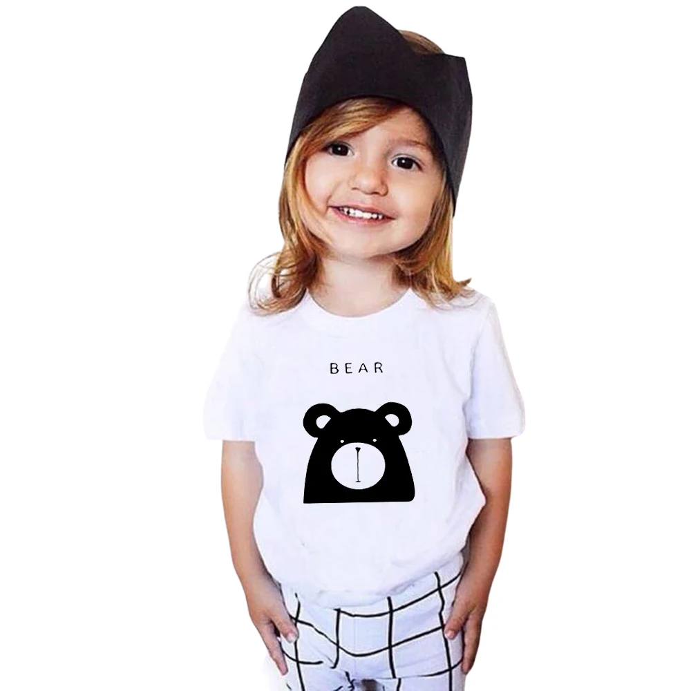 Cute bear print cotton T Shirt Kids Shirt boy Girl Shirt bear Lover Shirt summer tops graphic tees hipster