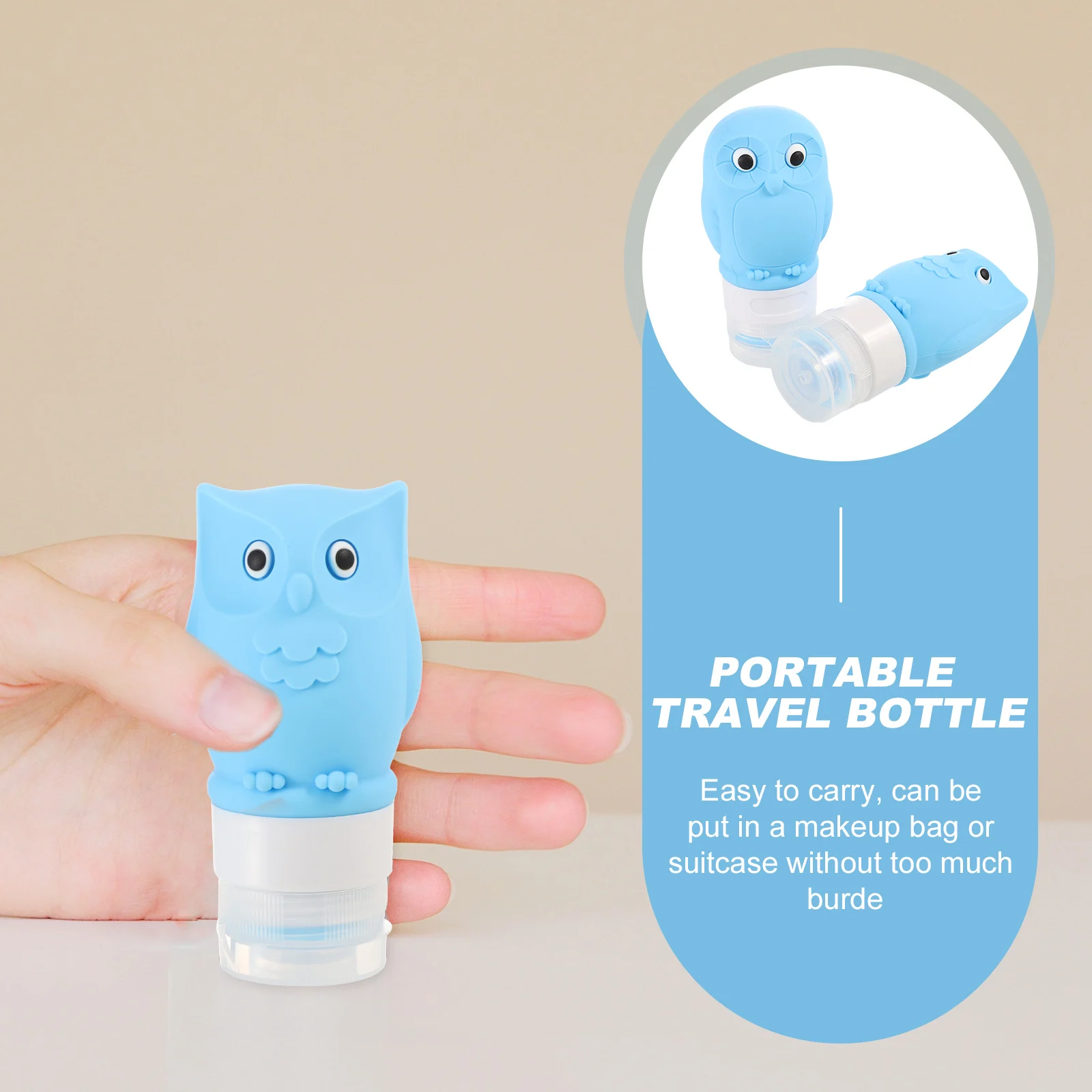 

2Pcs Owl Shaped Silicone Travel Bottles Reusable Empty Refillable Portable for Shampoo Storage Camping