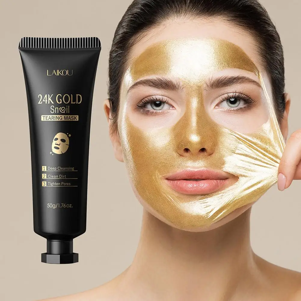 LAIKOU 24K Gold SCHNECKEN-TEAR-Off-Maske Tiefenreinigung Entfernt Mitesser Gesichtspflege 50g