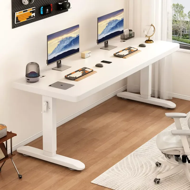 Simple adjustment lifting table Solid wood computer table Double e-sports table Home desk Children's student study desk