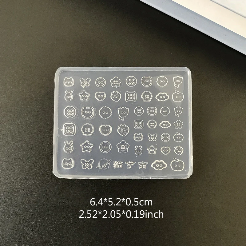 1 Stück Multi-Formen-Knöpfe Silikon-Nagelform Hasen Bär Schmetterling Stern Blume Umriss-Knopf Nagelformen DIY Harz-Charms Zubehör – Detail 6