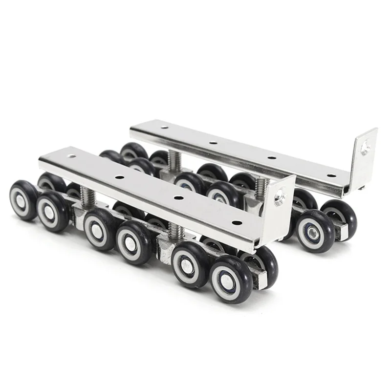 

JHD Furniture Door Wheels Roller 2Pcs 12 Wheel Hangers Sliding Door Closet Hardware Mute Kit Cold Rolled Steel