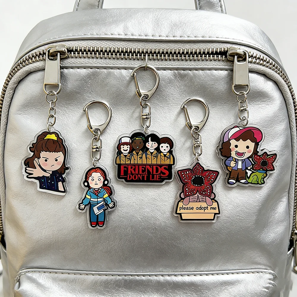 5 Llaveros de Acrílico de Demogorgon de Stranger Things, Colgante para Mochila, Anillo para Llaves, Accesorio de Cosplay, Regalo para Fans