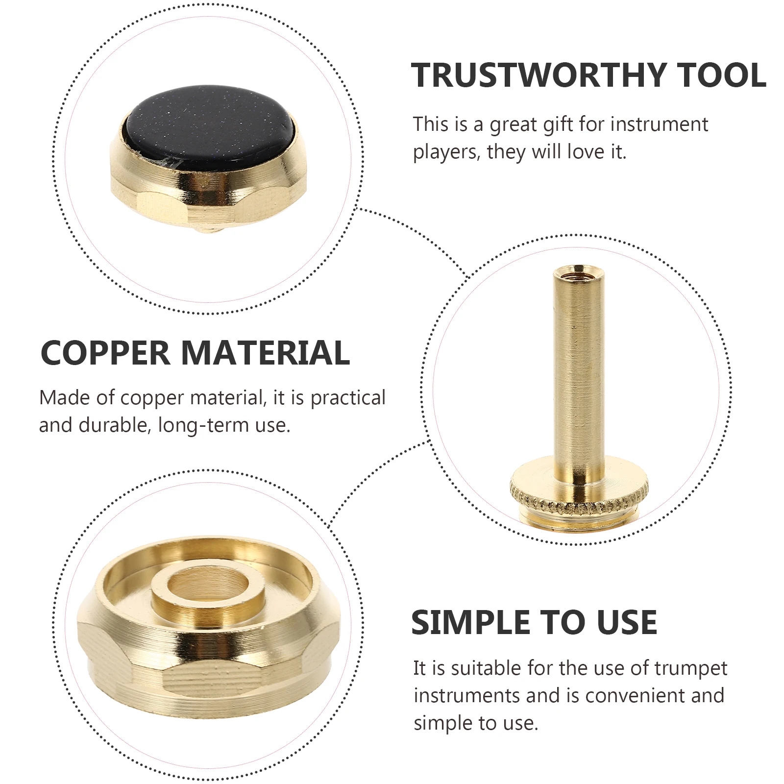 

Golden Button Buckle Copper Trumpet Horn Bell Cover Valve Caps Musical Instrument Accessories Durable Craftsmanship Practical