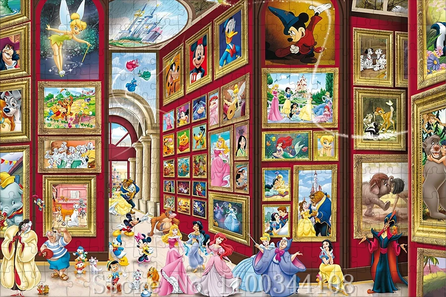 Disney-Cartoon Characters Wooden Jigsaw Puzzle, Brinquedos interativos pai-filho do jogo, Galeria de arte, 300 pcs, 500 pcs, 1000 pcs