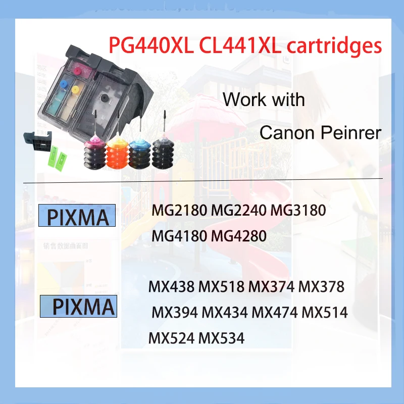 pg440 pg 440 CL-441 refillable Ink Cartridge For Canon PG-440 CL441 Pixma MG3640 TS5140 4280 MX438 518 378 MX438 Printer