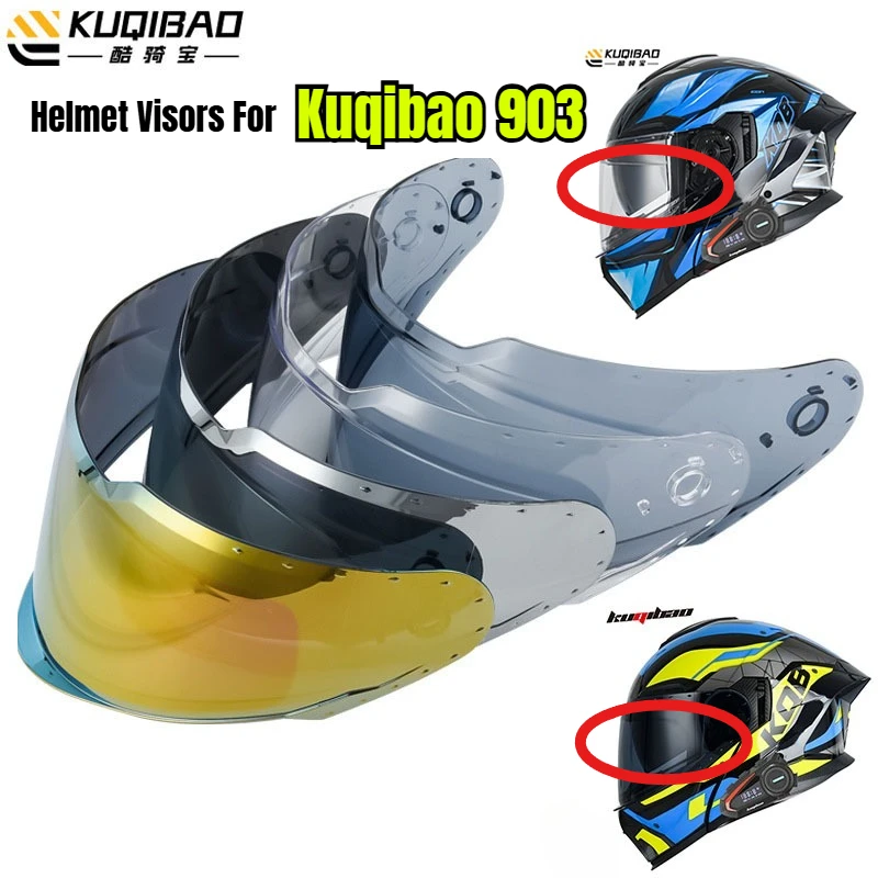 Helmet Visors for Kuqibao 903 Helmet Specific Lens White Sheet Silver Plated Red Black Tea Helmet Replacement Parts