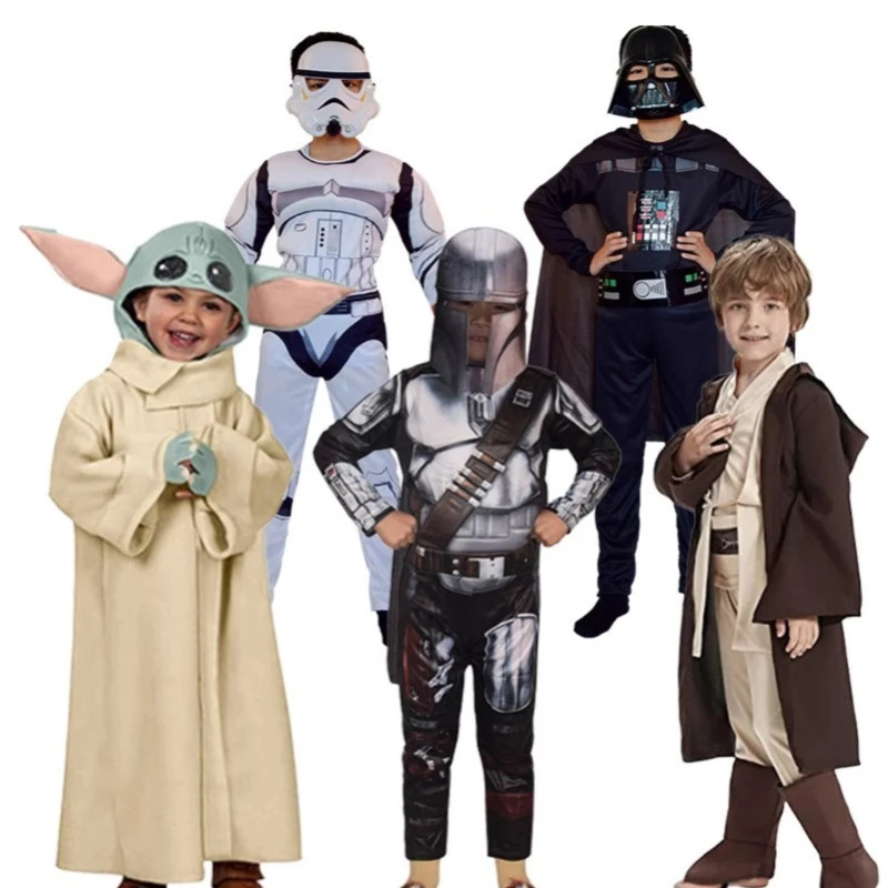 Disfraces de Halloween de Soldado Negro y Soldado Blanco, Disfraces de Caballero Jedi para Niños, Cosplay de Yoda y Mandalorianos