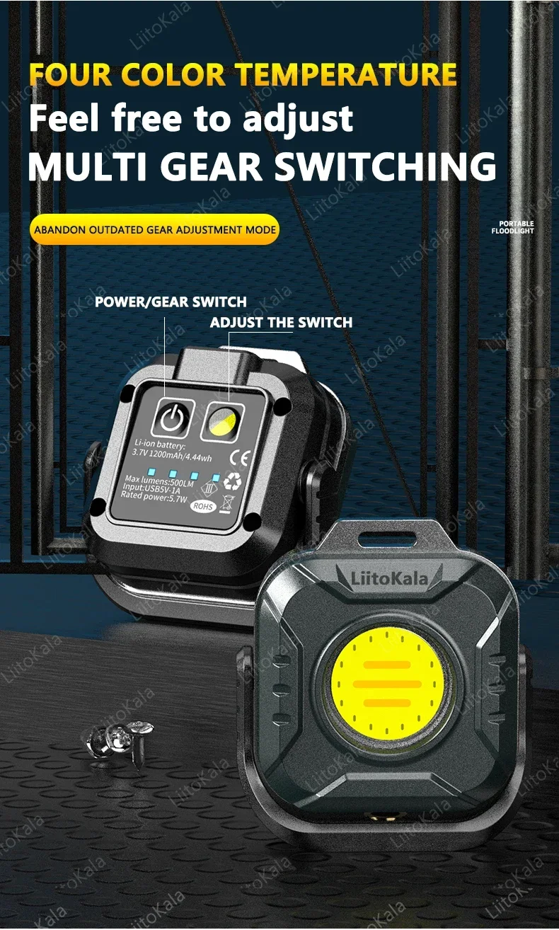 LiitoKala Mini Work Light  LED+COB 500LM Type-C Charging Interface 5V1A Input Built in 1200mAh LF-986 Battery Flashlight
