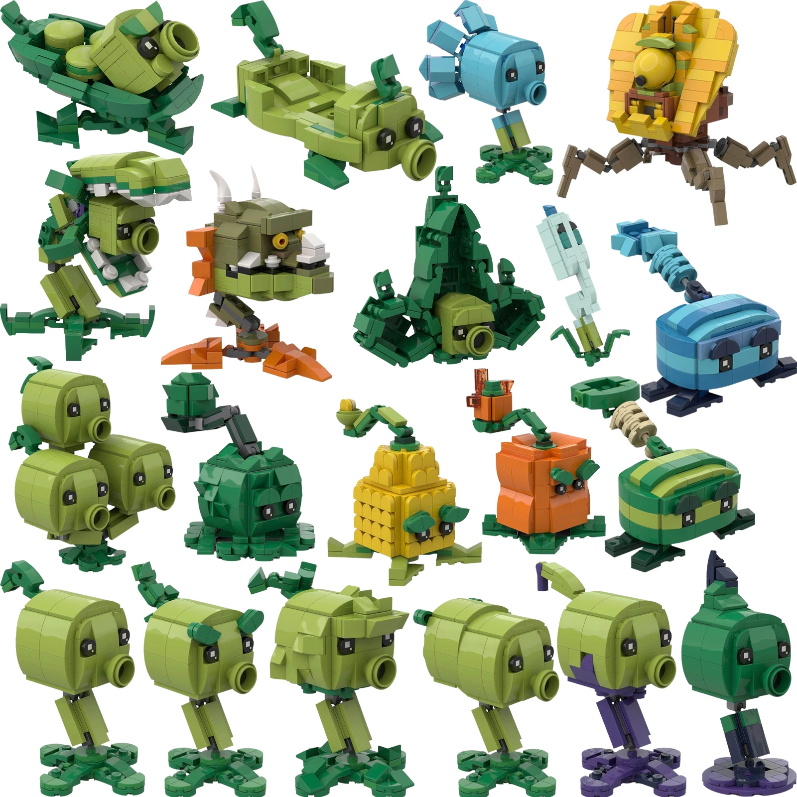 Hot Game Creative Design Plants and Zombies Battle Action Figures Shooter Pea Building Blocks Model DIY Kids Toys Birthday Gift