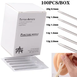 100Pcs Stainless Steel Piercing Accessories Disposable Needle Tattoo Navel Piercing Needle Piercing Nose Stud Lip Nail Tool