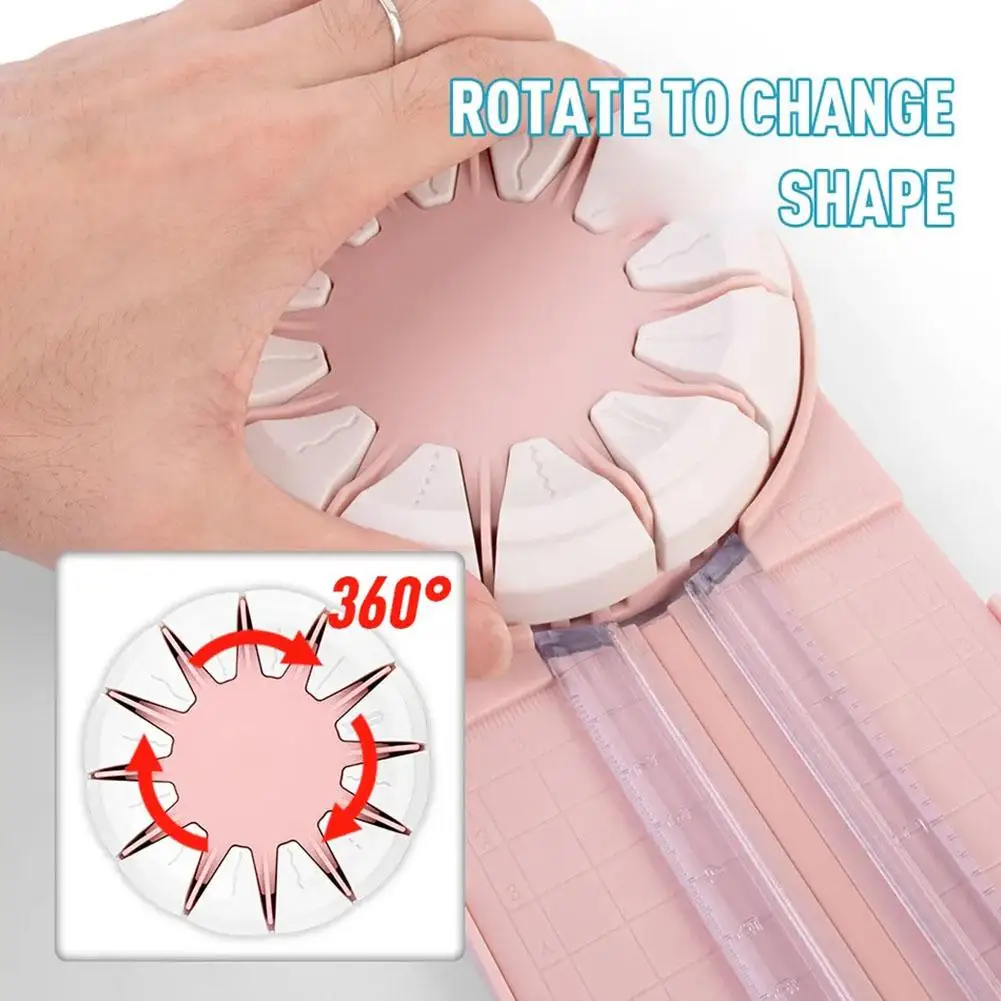 12 In 1 Portable Paper Cutter Multi-Functional Cutting Tool With 12 Cutting Heads 360° Rotating Head For Cardstock