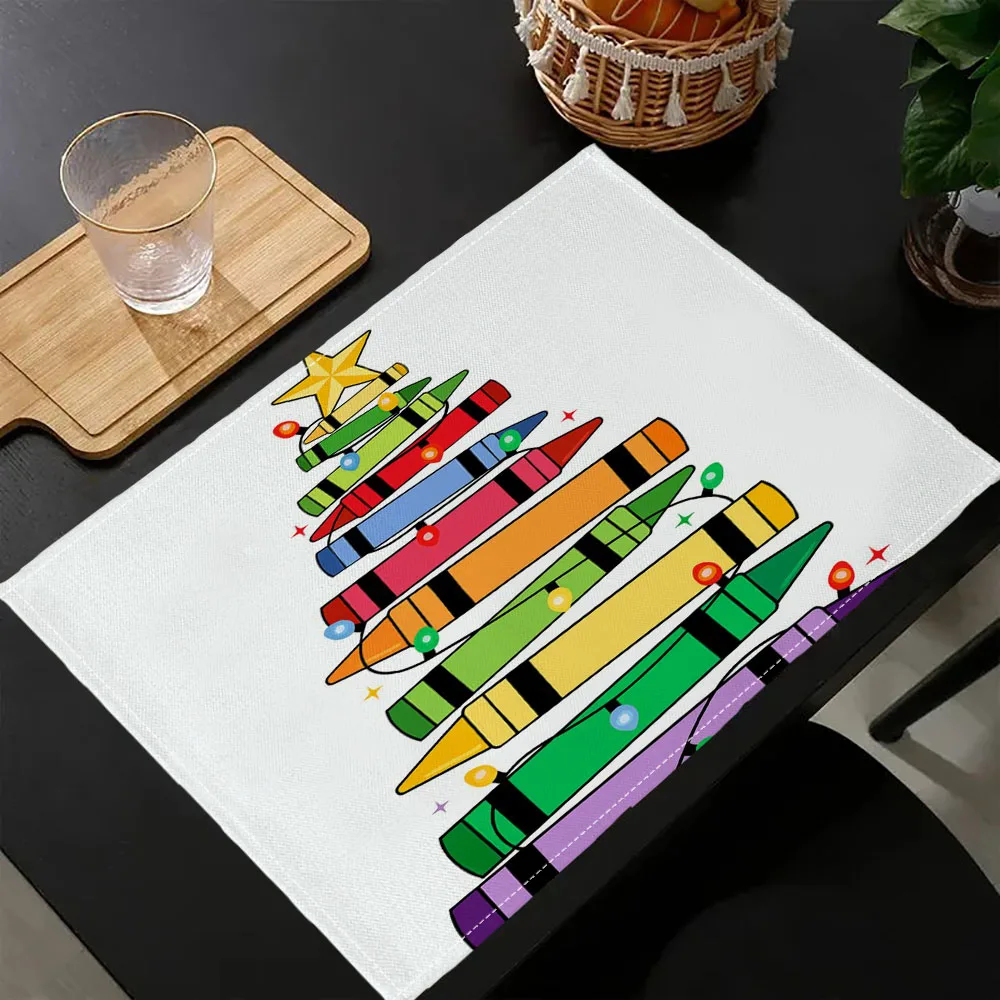 

1 шт., рождественский учитель, книга, стек, графический принт, салфетки, декор для обеденного стола, сцена океана, кухонный коврик 7,14