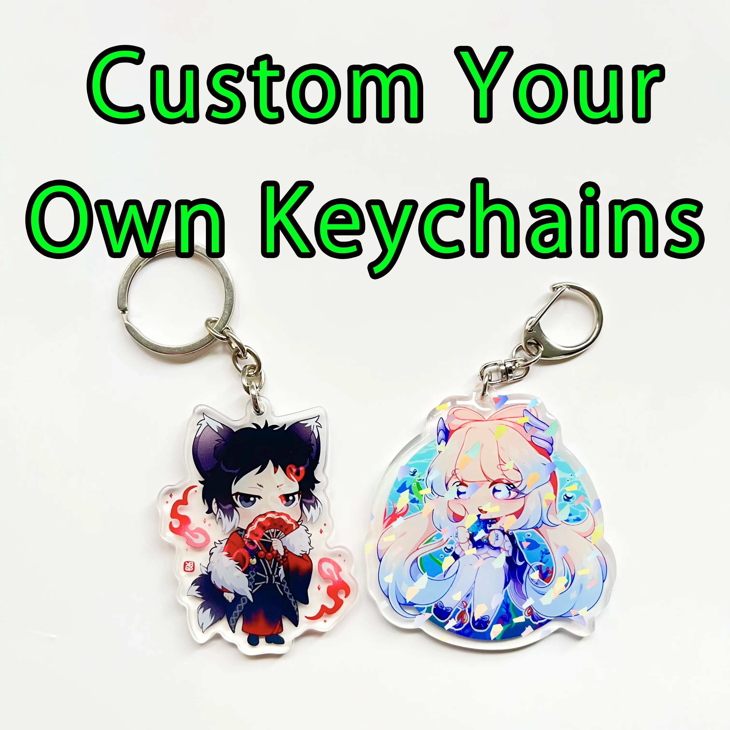 Custom Logo Acrylic Keychain Cat Dog ID Charm Print Holographic Personal Photo Pet Souvenir Birthday Gift Tag Name Key Chain