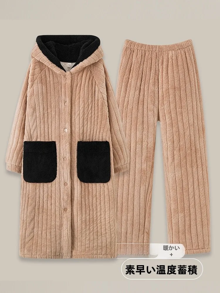 weni-bata-larga-de-terciopelo-coral-con-forro-de-fce-para-mujer-ropa-de-invierno-a-rayas-calidas-capa-de-camiseta-sandwich-de-algodon