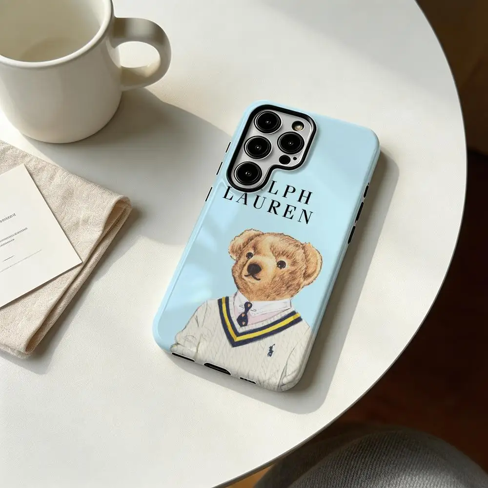 Fashion U.S. P-POLO logo ins Phone Case For Samsung Galaxy S25 S24 S23 S22 S21 Plus Ultra 2-in-1 Glossy shell