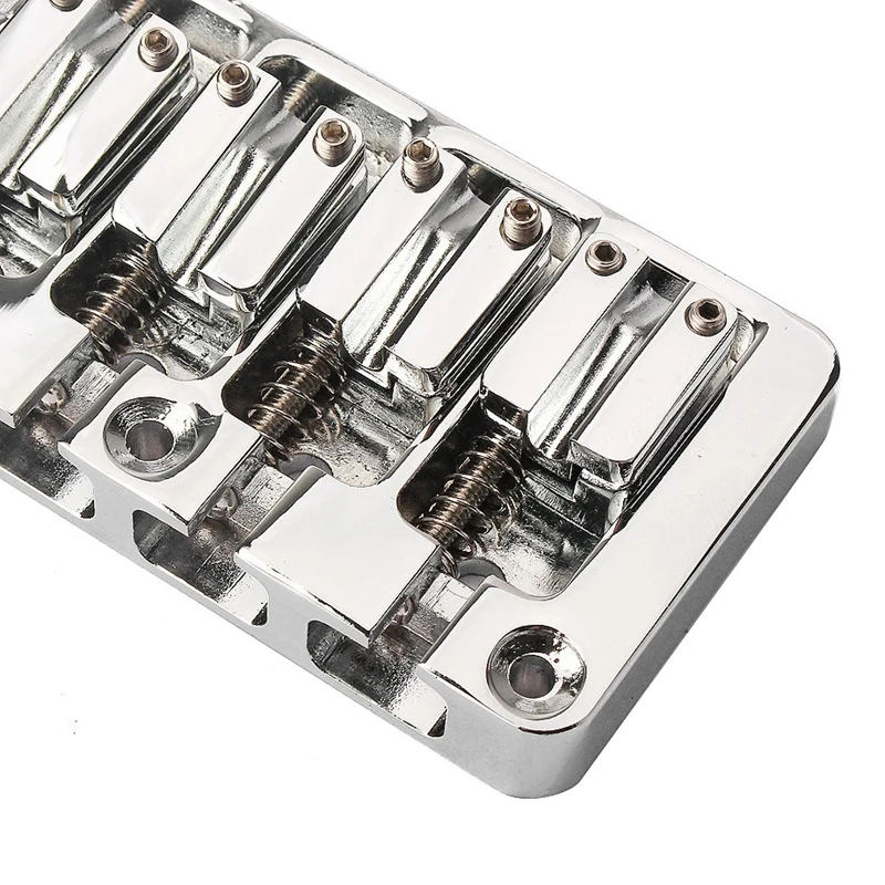 6 String Bass Bridge Bass String Bridge Fixed Hardtail Bridge Adjustable Saddle Chrome Stringed Instrument Accessories