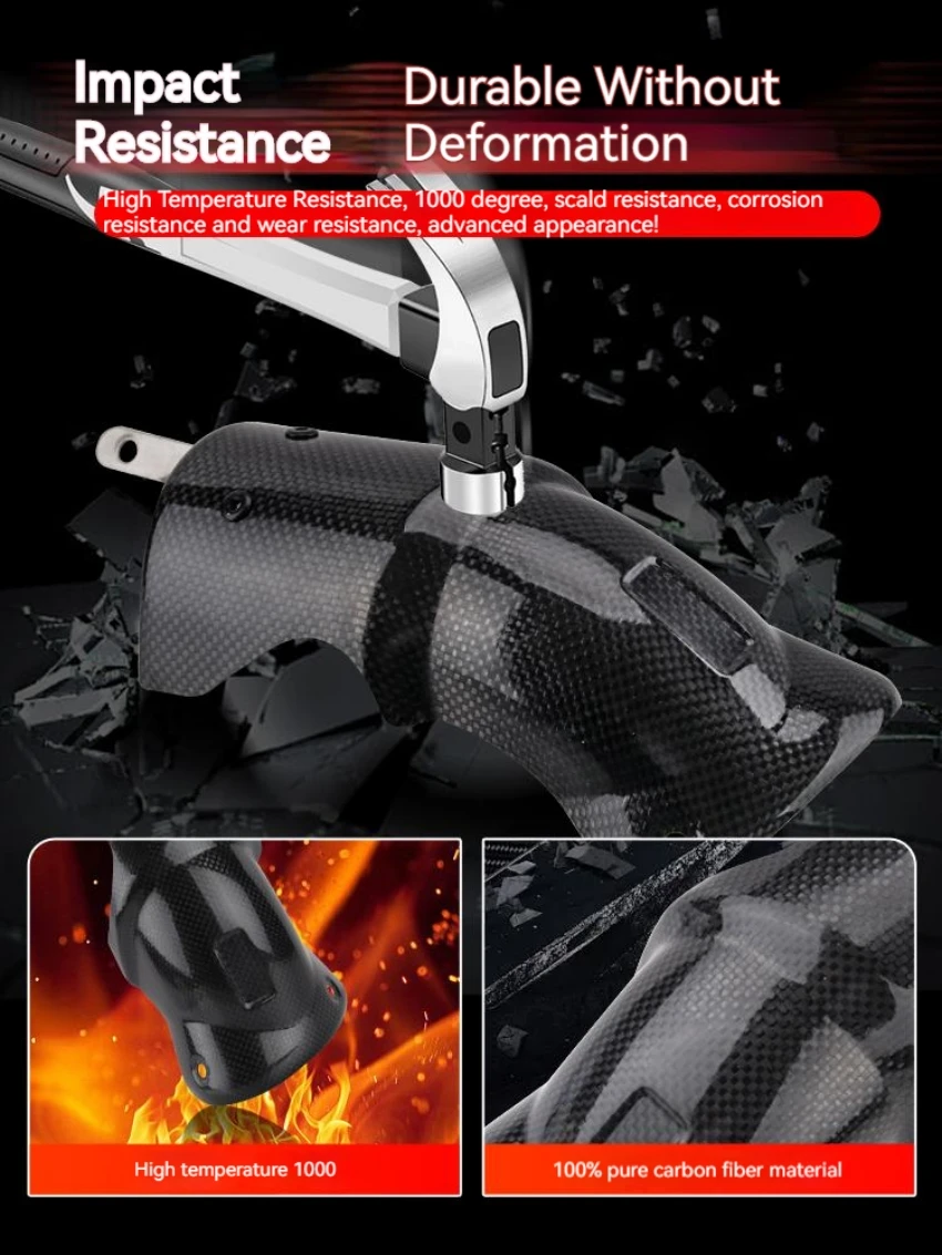 Motorcycle Exhaust Pipe Real Carbon Fiber Protector Heat Shield Muffler Guard Anti-scalding Cover