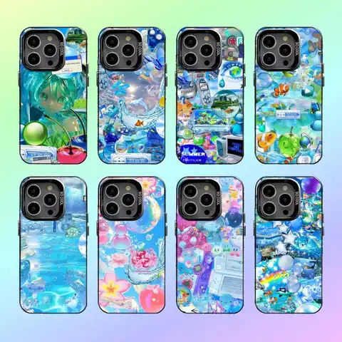 Frutiger Aero Phone Case For iPhone17,16,15,14,13,12,11 Plus,Pro Max Colorful Silver Back Phone Case